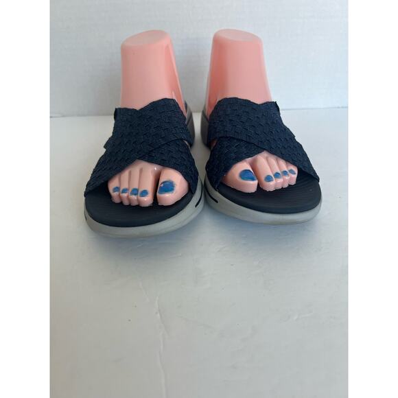 SKECHERS GO WALK ARCHFIT COMFORT SANDAL SHOES BLUE & GRAY OPEN TOE SLIP ON SZ 9 - Picture 3 of 12